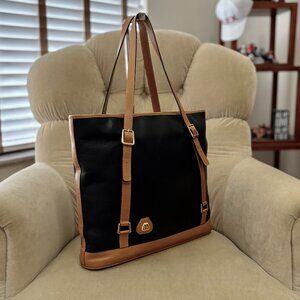 VTG Auth MORABITO FRANCE Black Textured Leather Satchel Tote Bag